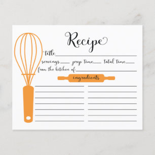 Modern Hand Lettered Tangerine Whisk Recipe Card
