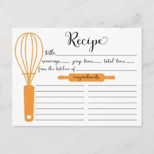 Modern Hand Lettered Tangerine Whisk Recipe Card