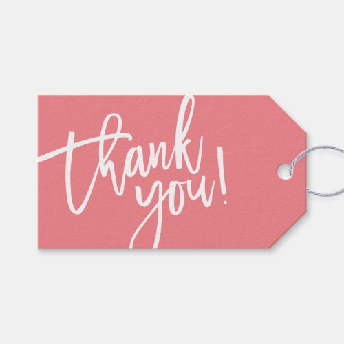 MODERN HAND LETTERED thank you coral white writing Gift Tags