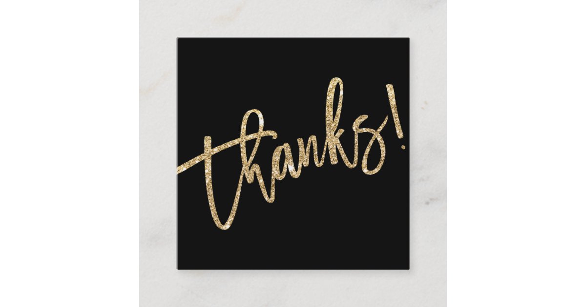 MODERN HAND LETTERED thank you gold glitter script Square Business Card ...