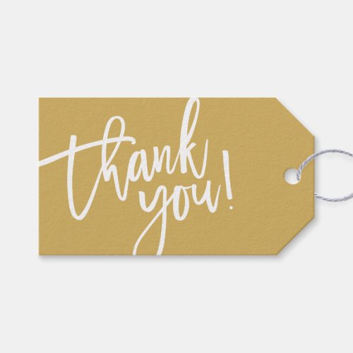 MODERN HAND LETTERED thank you gold white writing Gift Tags