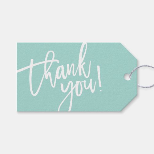 MODERN HAND LETTERED thank you mint white writing Gift Tags