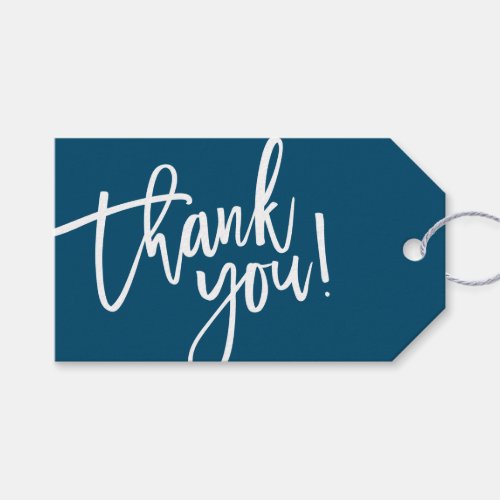 MODERN HAND LETTERED thank you navy white writing Gift Tags
