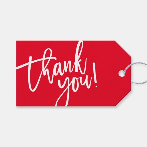 MODERN HAND LETTERED thank you red white writing Gift Tags