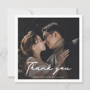 Modern Hand-Lettered Wedding Day Photo Thank You