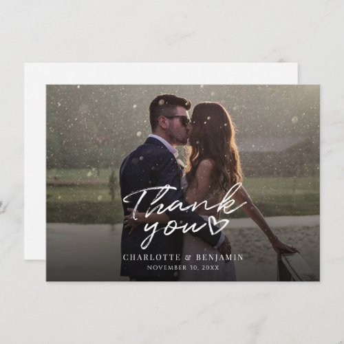 Modern Hand_Lettered Wedding Day Photo Thank You Note Card