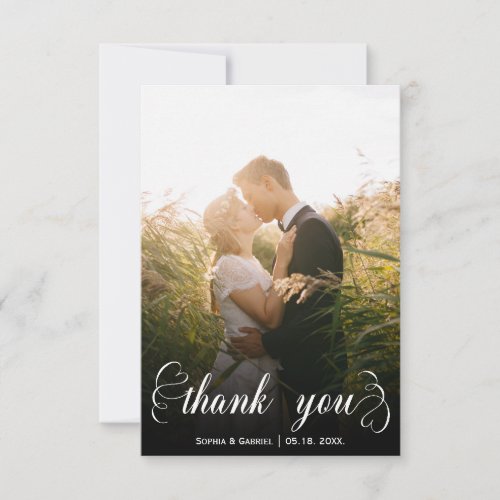 Modern Hand Lettered Wedding Photo Thank You Card