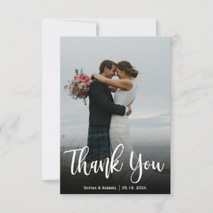 Modern Hand Lettered Wedding Photo Thank You Card