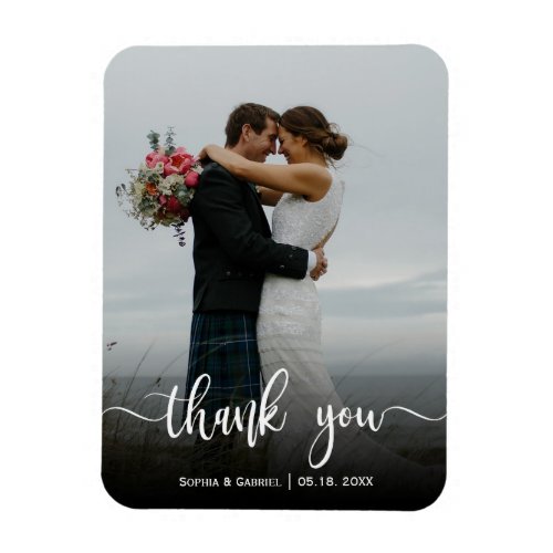 Modern Hand Lettered Wedding Photo Thank You Magnet