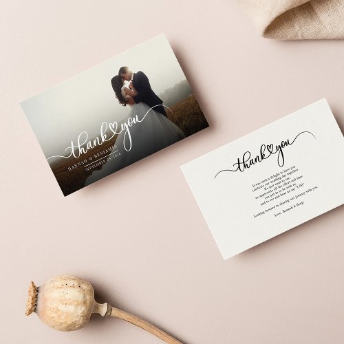 Modern Hand_Lettered Wedding Photo Thank You Note Card