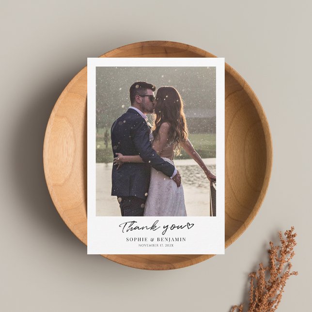 Modern Hand-Lettered Wedding Photos Thank You Card (Wedding Thank You Photo 2025 Note Card)