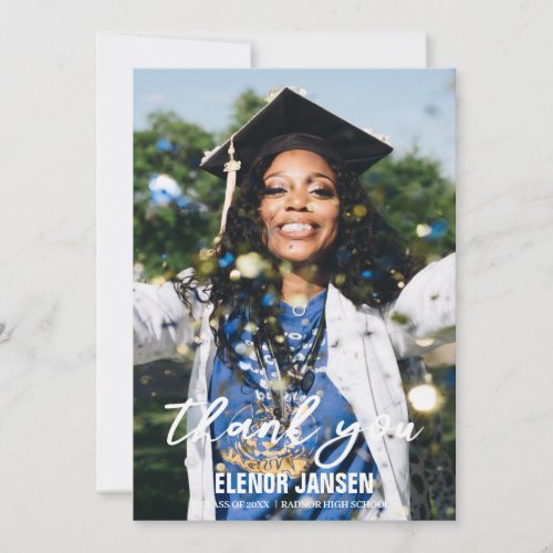 Modern Hand Lettering Graduation Photo Thank You Card