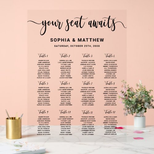 Modern Hand Lettering Wedding Seating Chart Sign
