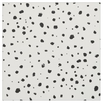 Modern Hand Made Black White Watercolor Polka Dots Fabric by pink_water at Zazzle