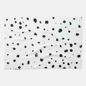 Modern Hand Made Black White Watercolor Polka Dots Towel by pink_water at Zazzle