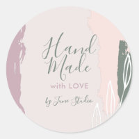 Modern hand made with love package sticker