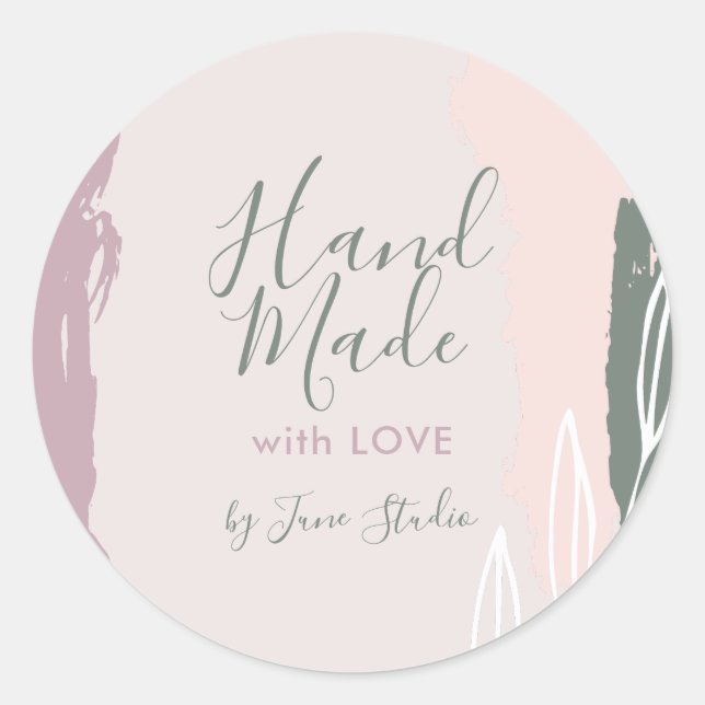 Modern hand made with love package sticker (Front)