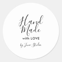 Modern hand made with love package sticker