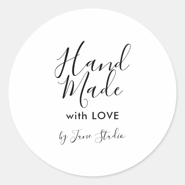 Modern hand made with love package sticker (Front)