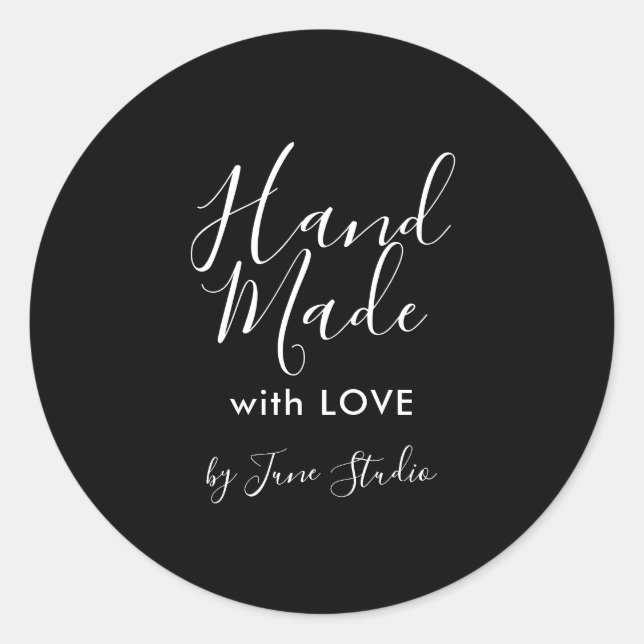 Modern hand made with love package sticker (Front)