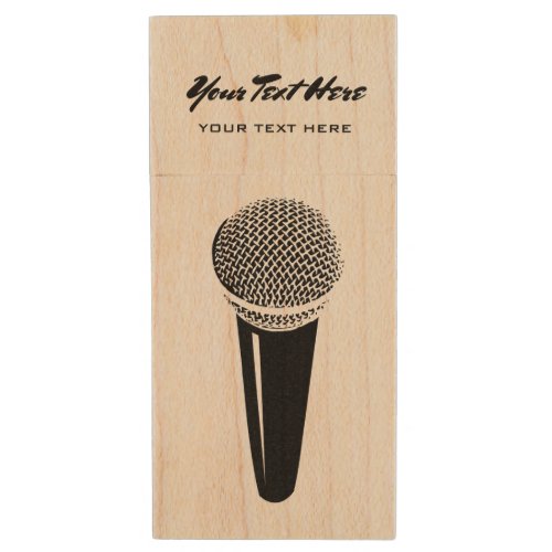 Modern hand microphone mic design custom wood flash drive