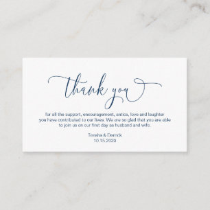 Modern hand Navy ink script, Wedding Thank you Enclosure Card
