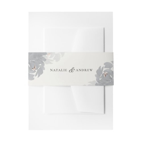 Modern Hand Painted Floral Wedding  Invitation Belly Band