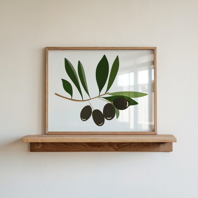 Modern Hand-Painted Gouache Olive Branch Art Poster (Creator Uploaded)