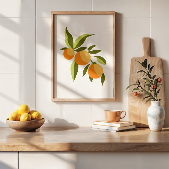 Modern Hand-Painted Gouache Orange Branch Art Poster (Creator Uploaded)