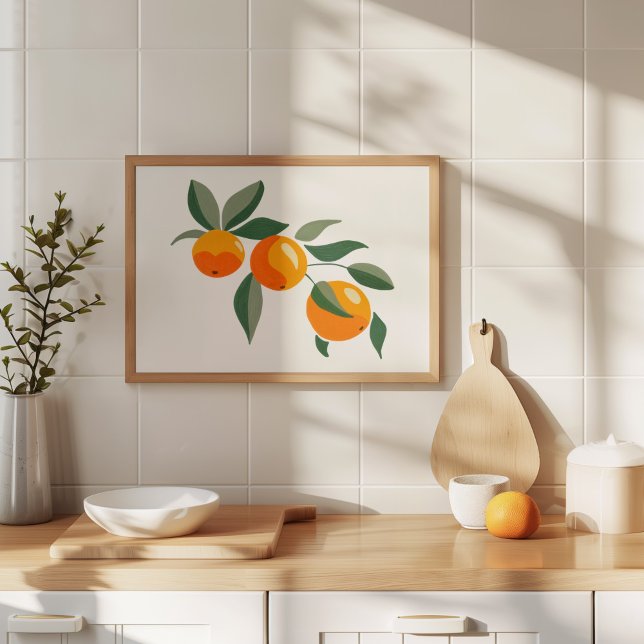 Modern Hand-Painted Gouache Orange Branch Art Poster (Creator Uploaded)