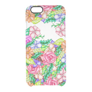 Modern hand painted pastel floral watercolor clear iPhone 6/6S case