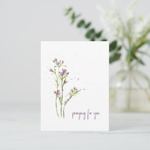 Modern Hand Painted Wildflowers   Praying For You Postcard