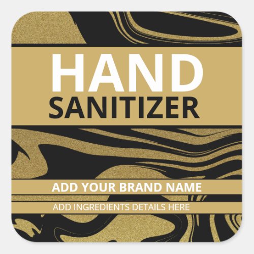 Modern Hand Sanitizer Black And Gold Brand Label
