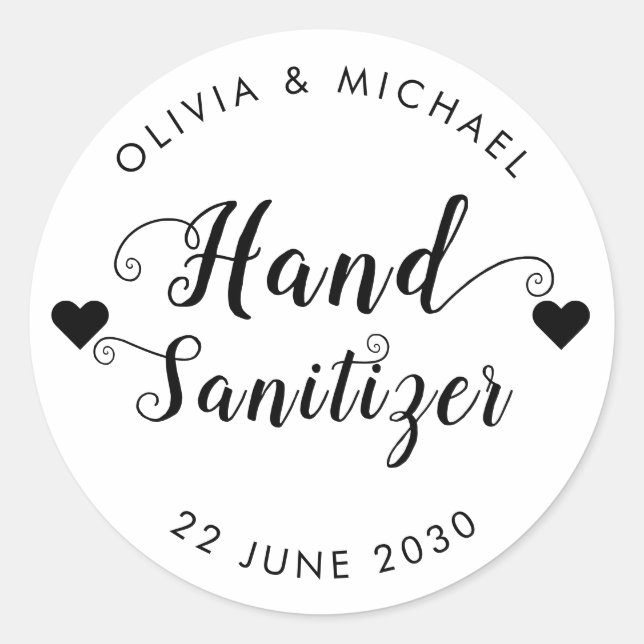 Modern Hand Sanitizer Wedding Party Favor Label (Front)