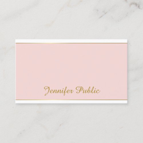 Modern Hand Script Blush Pink Gold Template Trendy Business Card