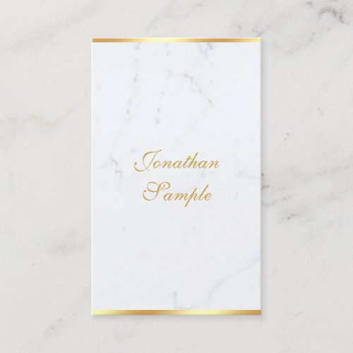 Modern Hand Script Chic Template White Marble Gold Business Card