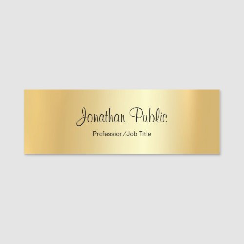 Modern Hand Script Glamour Gold Small Rectangle Name Tag