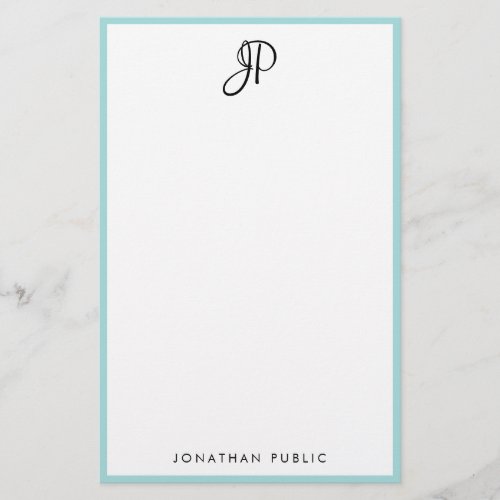 Modern Hand Script Monogrammed Simple Template Stationery