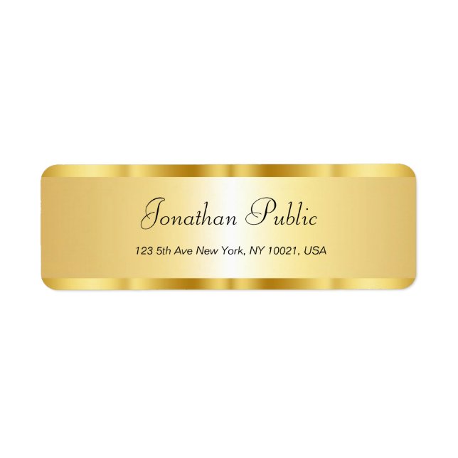 Modern Hand Script Name Gold Minimalist Template Label (Front)