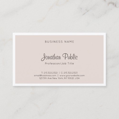 Modern Hand Script Simple Professional Elegant Top Business Card