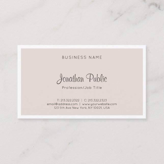 Modern Hand Script Simple Professional Elegant Top Business Card (Front)