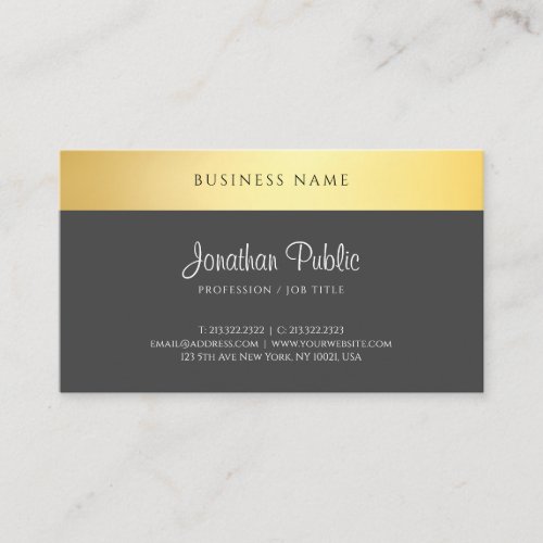 Modern Hand Script Template Elegant Black And Gold Business Card