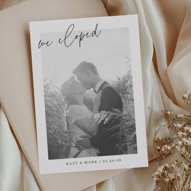 Modern Hand Script We Eloped Photo Elopement Announcement (Creator Uploaded)