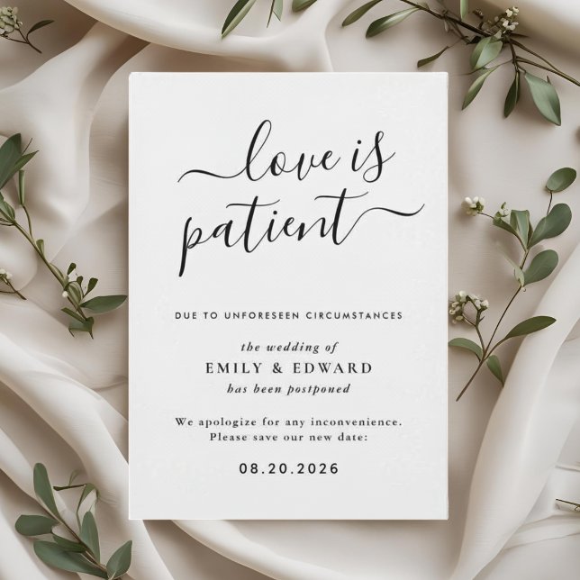 Modern Hand Script Wedding Postponement Announceme Invitation (Creator Uploaded)
