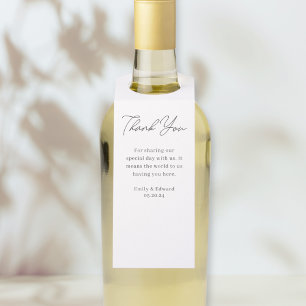 Modern Hand Script Wedding Wine Bottle Hanger Tag