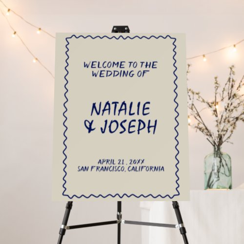 Modern Hand Written Brush Retro Wedding Welcome Foam Board