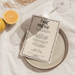 Modern Hand Written Drawn Retro Frame Wedding Menu<br><div class="desc">A colorful retro funky modern black and white wedding dinner menu. Which features chic template design of creamy milky background and black hand written typography. With Hand drawn wavy frame . A Perfect and matching with the whole suite.</div>