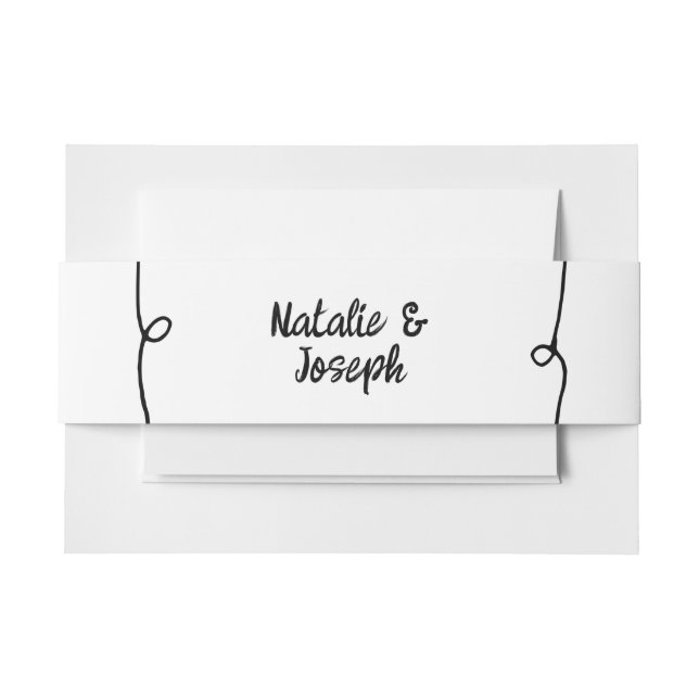 Modern Hand Written Drawn Retro Unique Wedding Invitation Belly Band (Front Example)