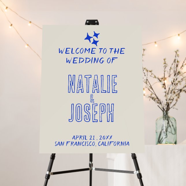 Modern Hand Written Fun Retro Bold Wedding Welcome Foam Board (In Situ (Stand))