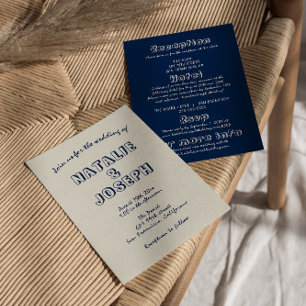 Modern Hand-Written Retro All In One Wedding Invitation